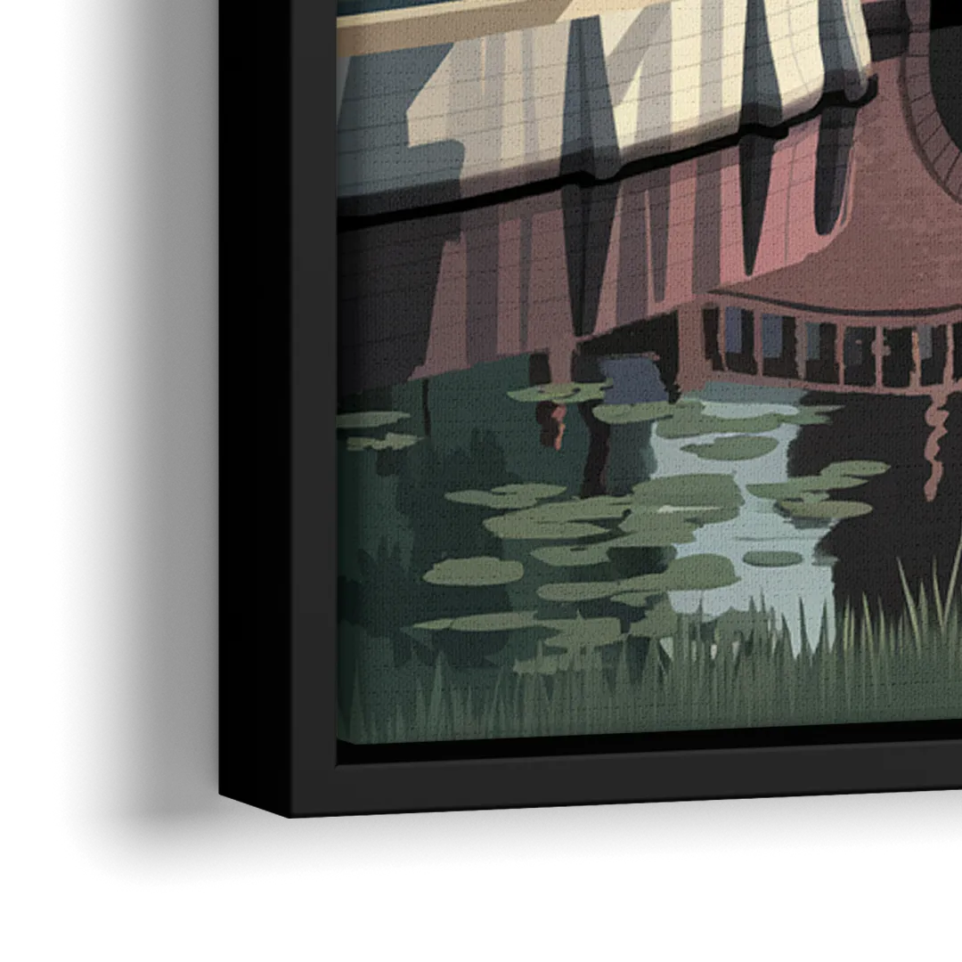 Augusta Scenic Golf Course - Close-Up Black Frame Canvas