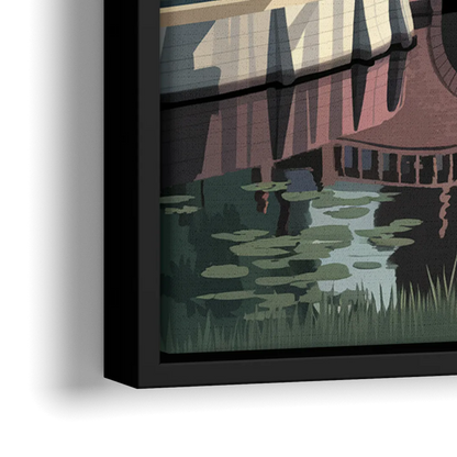 Augusta Scenic Golf Course - Close-Up Black Frame Canvas