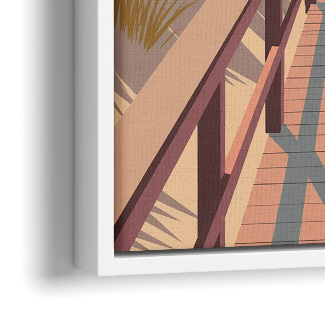 Myrtle Beach Boardwalk Views - Close-Up White Frame Canvas