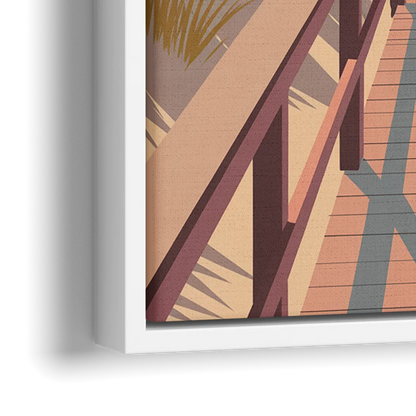 Myrtle Beach Boardwalk Views - Close-Up White Frame Canvas
