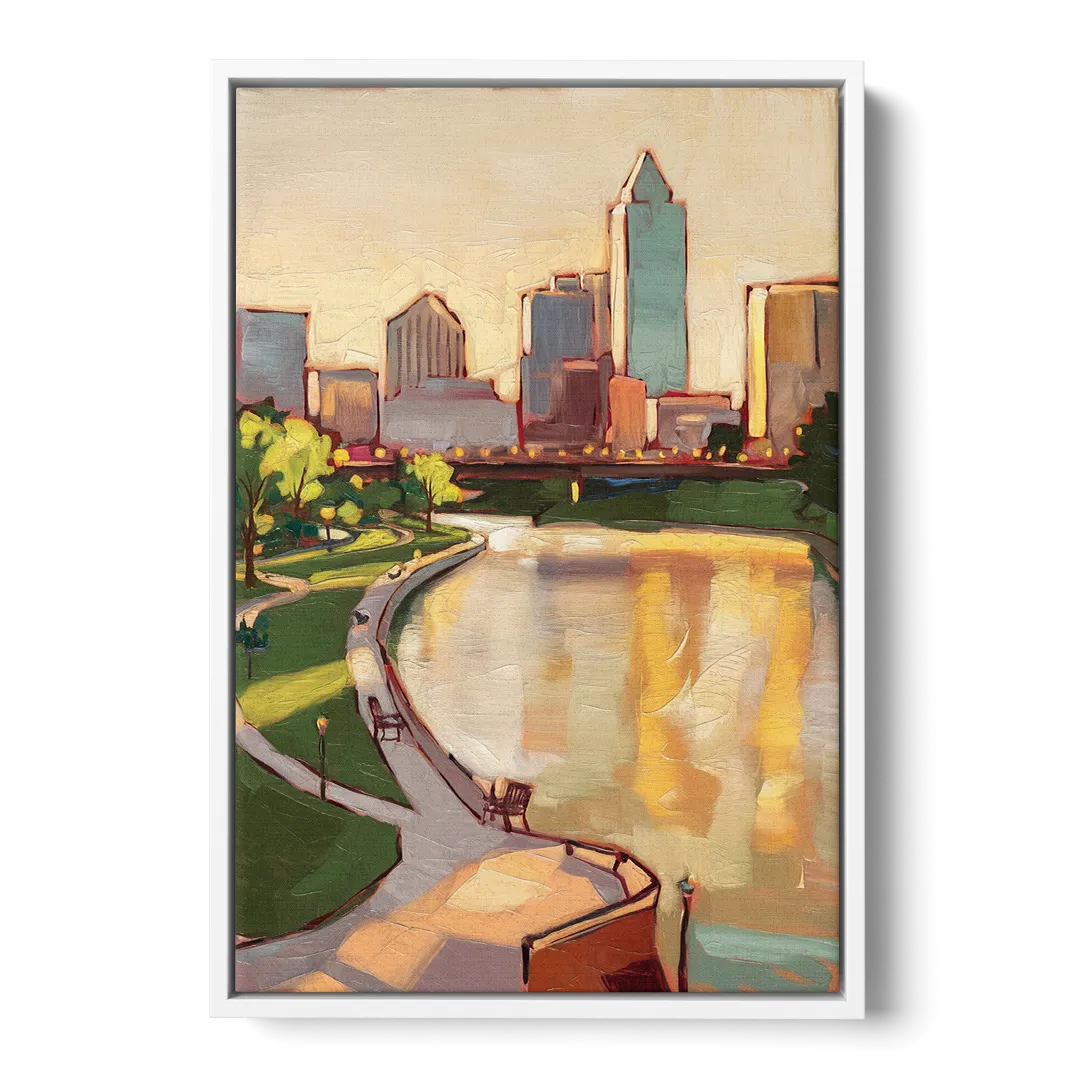 Omaha Scenic Riverfront - White Frame Canvas