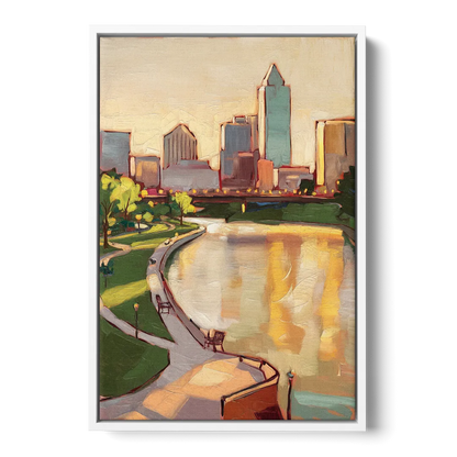 Omaha Scenic Riverfront - White Frame Canvas