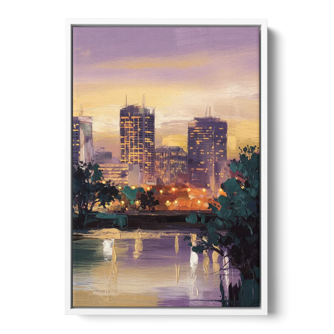 Providence Downtown Horizon - White Frame Canvas