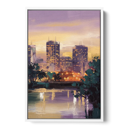 Providence Downtown Horizon - White Frame Canvas