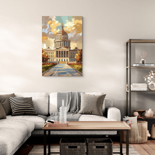 Springfield State Capitol - Canvas Wall Art Living Room