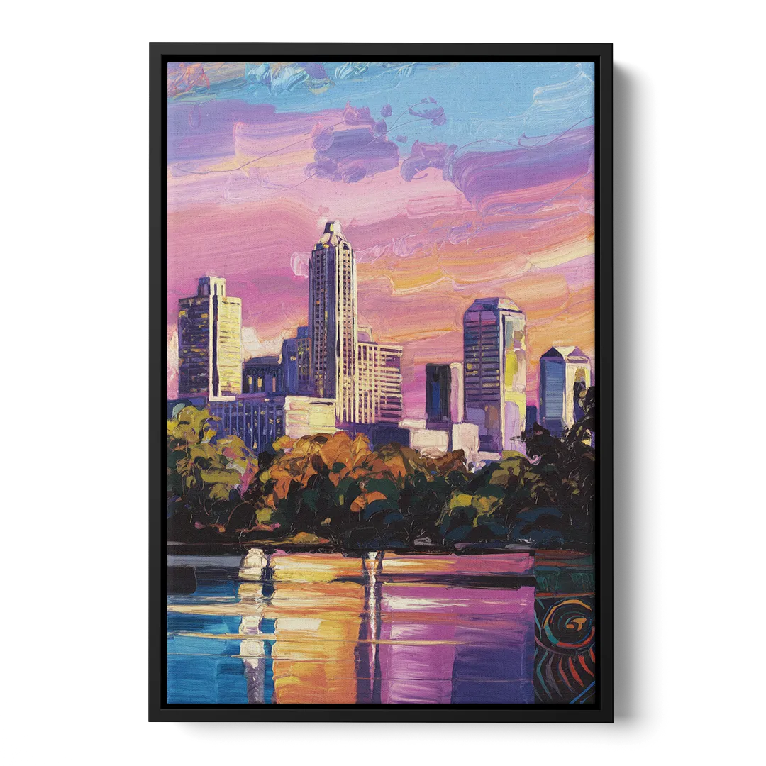 Austin East Side Murals - Black Frame Canvas