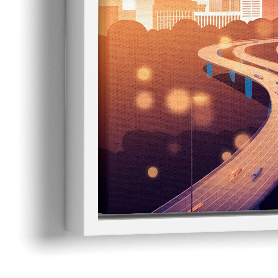 Atlanta Aerial City View - Close-Up White Frame Canvas