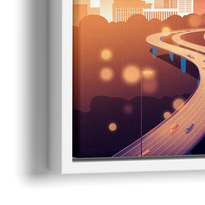 Atlanta Aerial City View - Close-Up White Frame Canvas