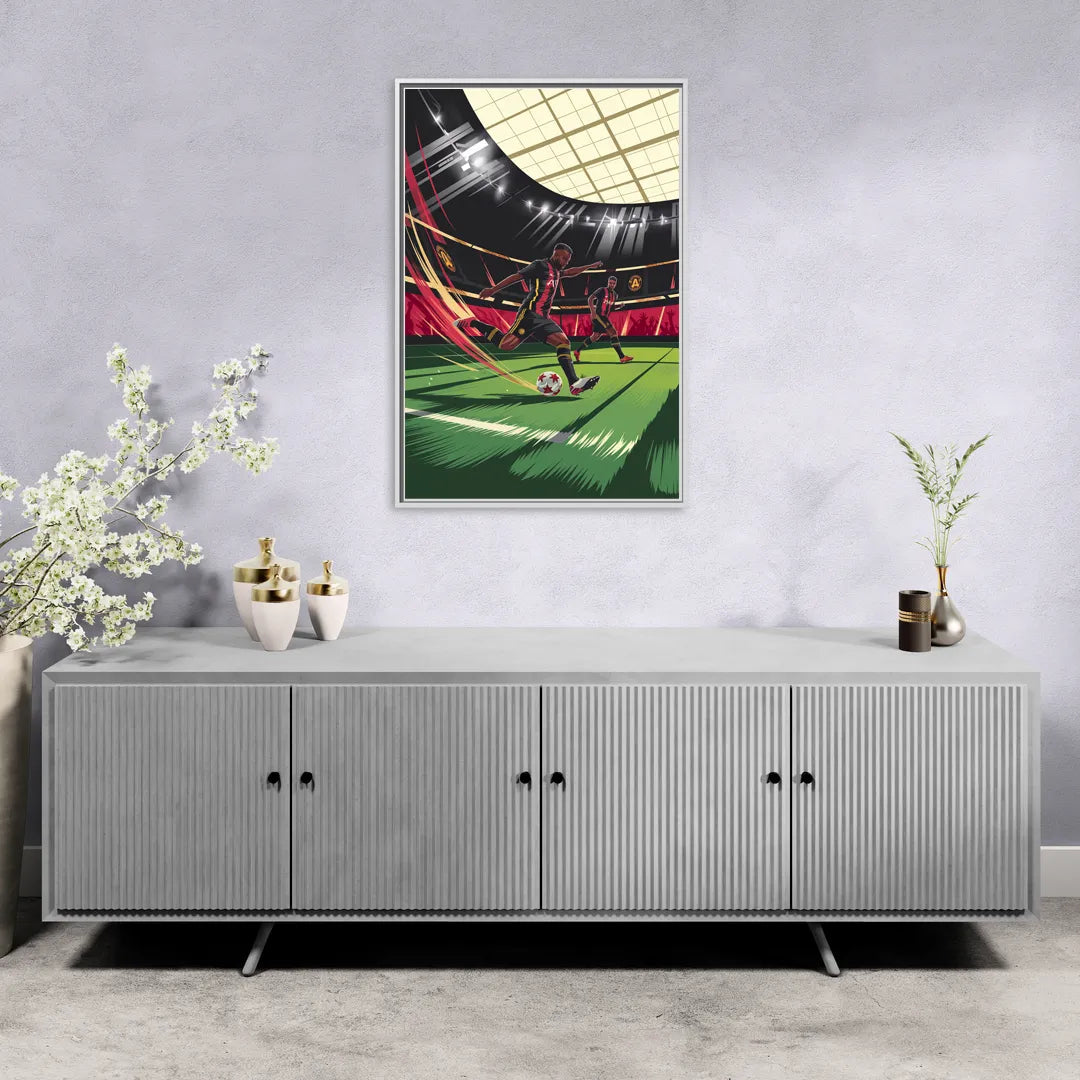 Atlanta United Soccer Action - Living Room White Frame Canvas