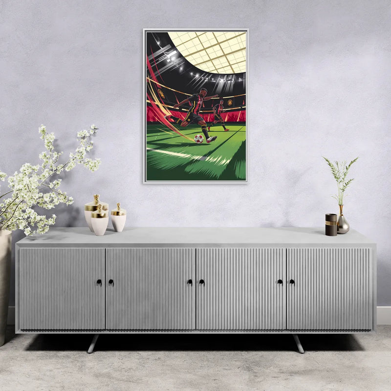 Atlanta United Soccer Action - Living Room White Frame Canvas