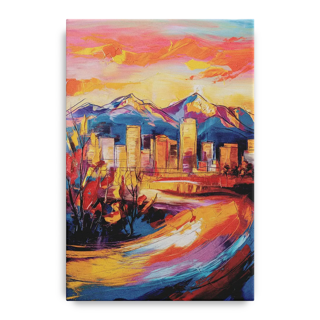 Colorado Springs Skyline Sunset - Canvas Wall Art