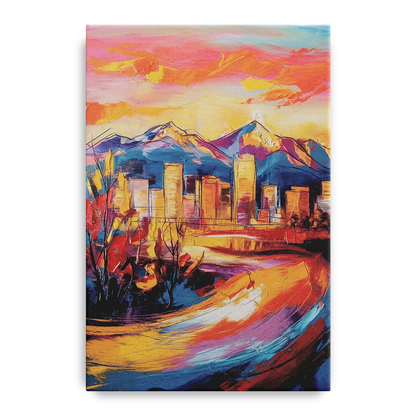 Colorado Springs Skyline Sunset - Canvas Wall Art