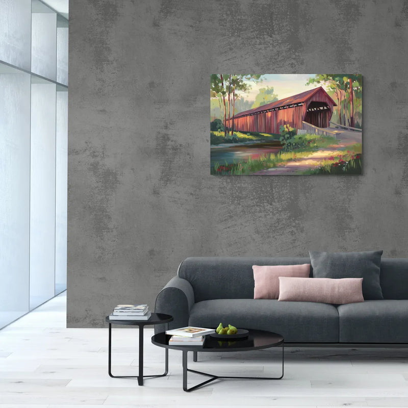 Ashland Covered Bridge - Canvas Wall Art Living Room