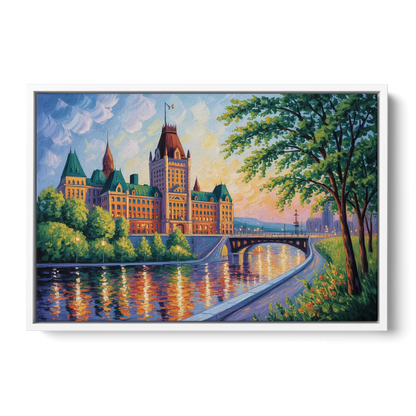 Parliament Building Quebec - White Frame Canvas