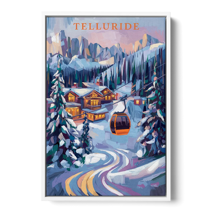 Telluride Winter Wonderland - White Frame Canvas