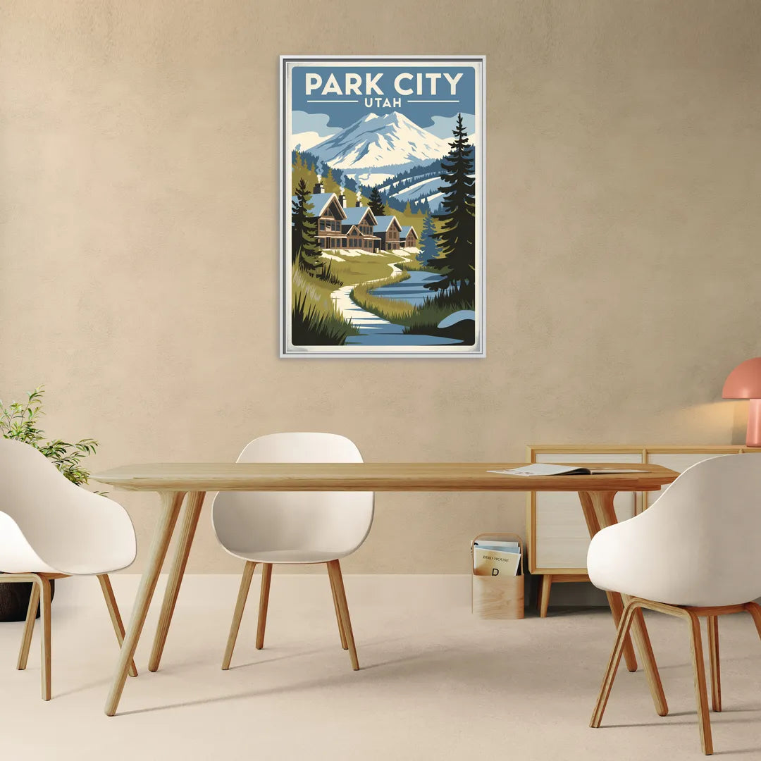 Park City Outdoor Adventure - Living Room White Frame Canvas