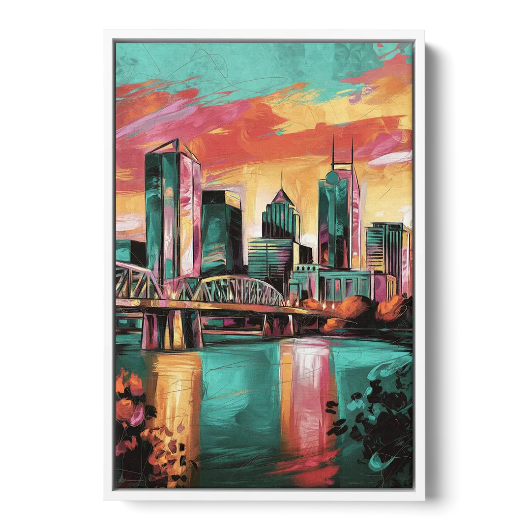 Tulsa Downtown Vibes - White Frame Canvas