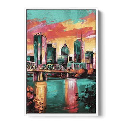 Tulsa Downtown Vibes - White Frame Canvas