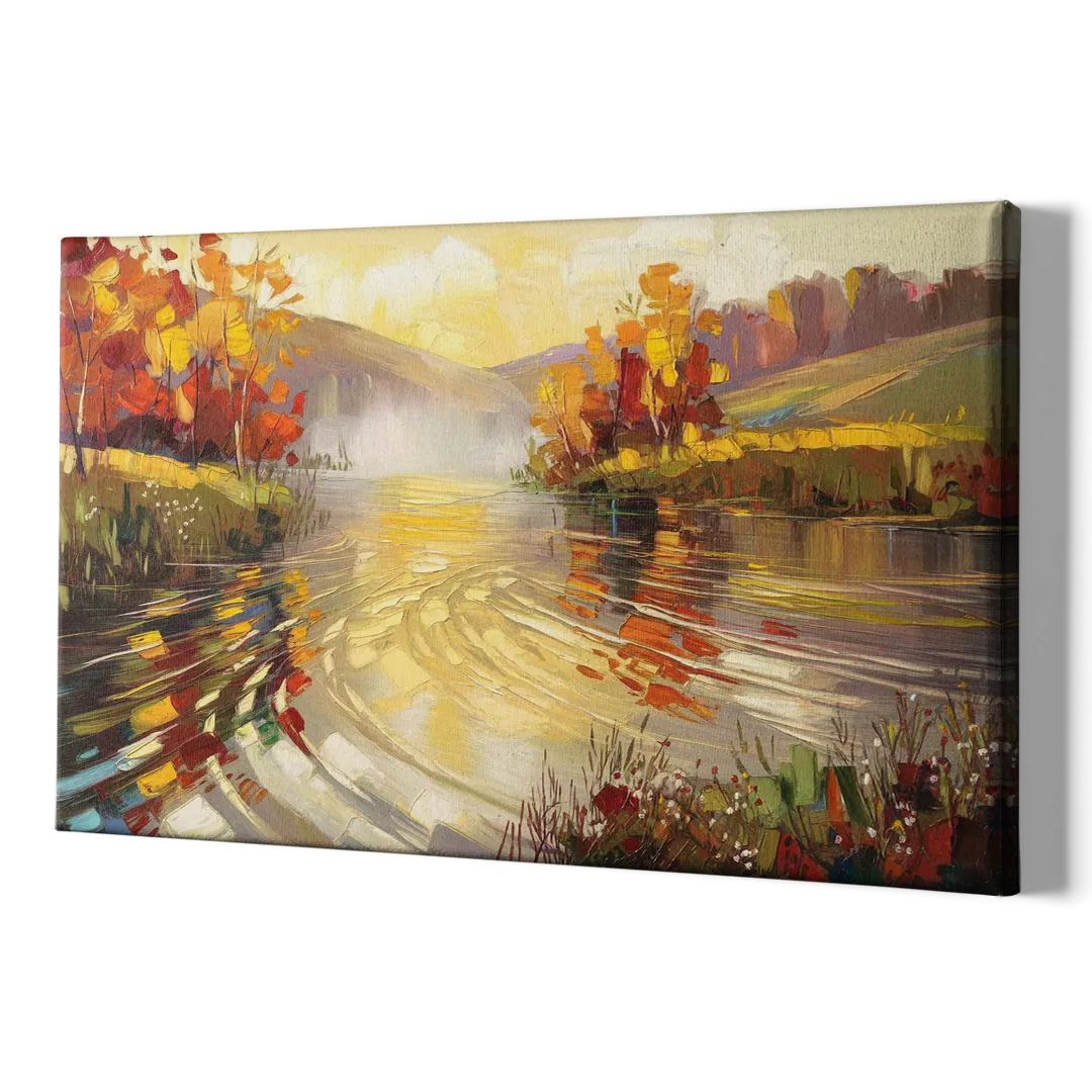 Asheville Riverfront Serenity - Canvas Print Art Sides