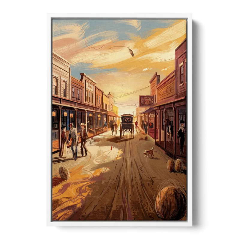 Tombstone Wild West Vibes - White Frame Canvas