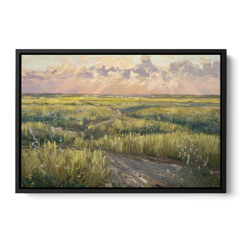 Lubbock Prairie Landscape - Black Frame Canvas