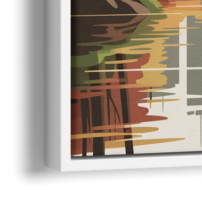 Montreal Autumn Foliage - Close-Up White Frame Canvas
