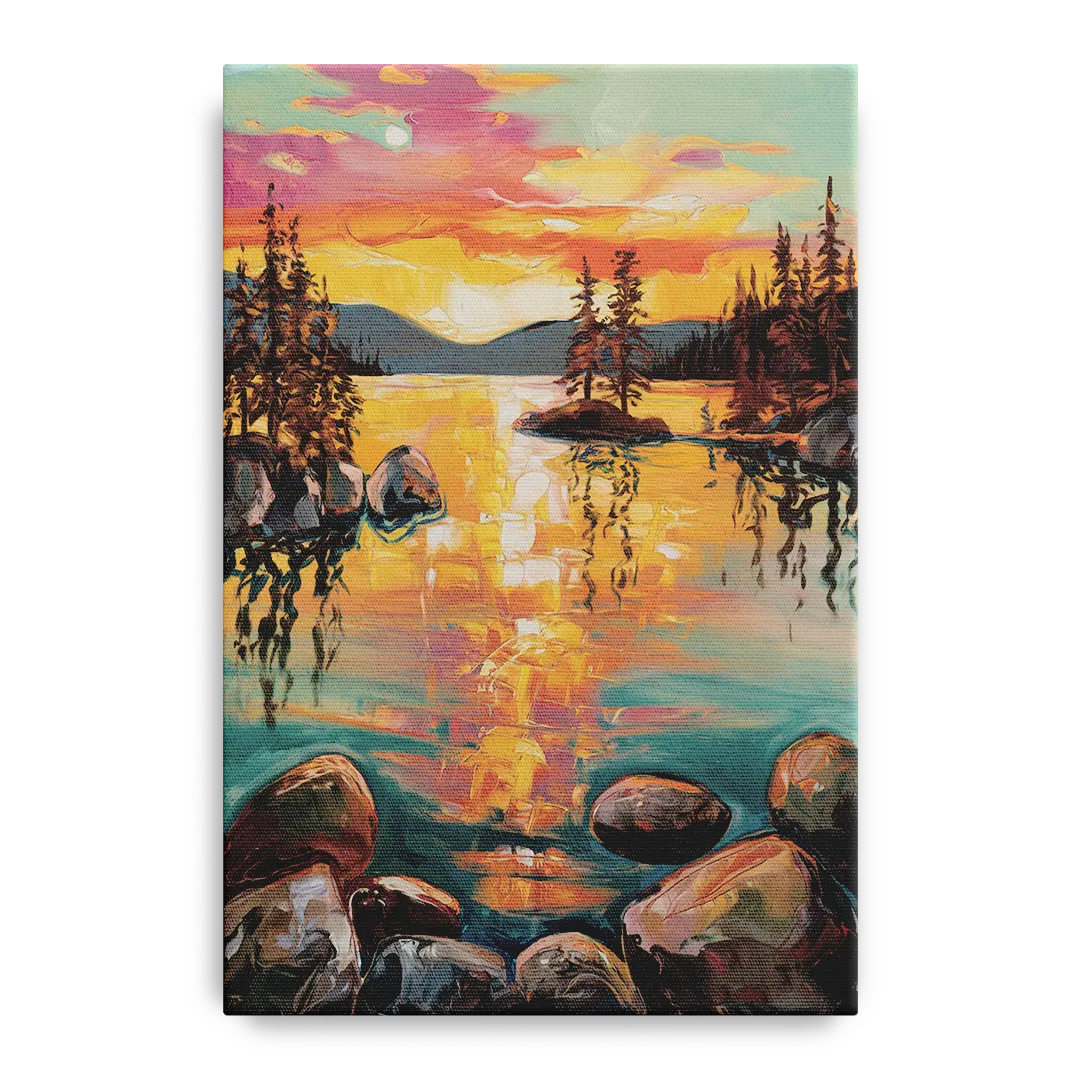 Lake Tahoe Sunset Reflections - Canvas Wall Art