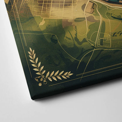 Seattle Map Vintage Style Canvas Close Up