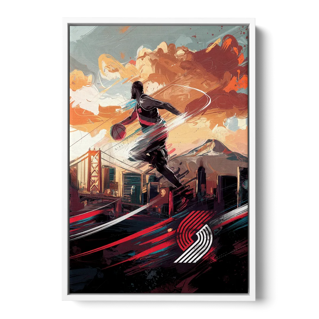 Portland Trail Blazers Fans - White Frame Canvas