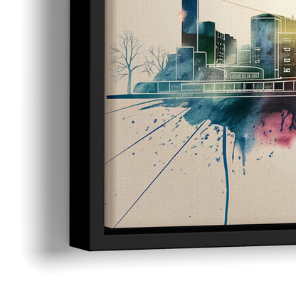 Rochester Skyline At Sunset - Close-Up Black Frame Canvas