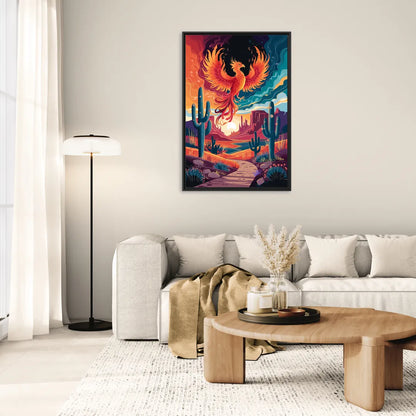 Phoenix Desert Landscape - Living Room Black Frame Canvas