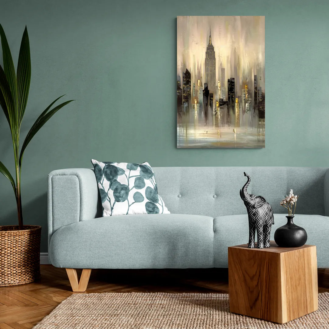 New York City Skyline in Fog - Canvas Wall Art Living Room