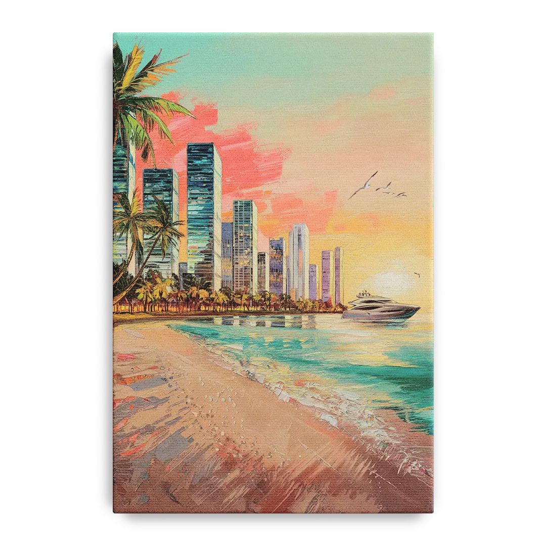 Miami Beachfront Horizon - Canvas Wall Art