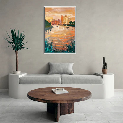 Toledo Ohio Riverfront - Living Room White Frame Canvas