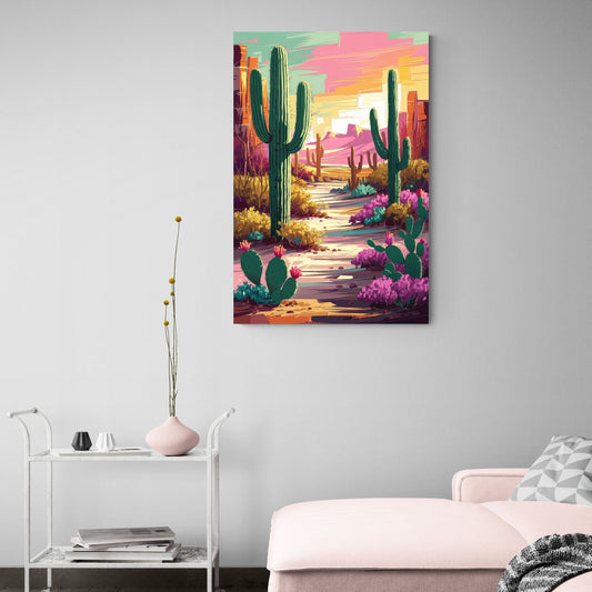 Tombstone Cactus Landscape - Canvas Wall Art Living Room