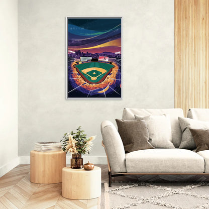 Anaheim Stadium Nights - Living Room White Frame Canvas