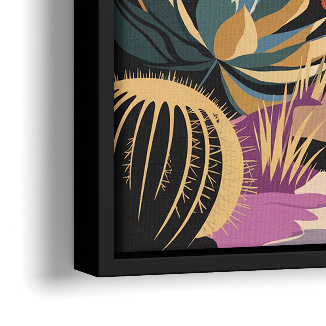 Palm Springs Desert Bloom - Close-Up Black Frame Canvas