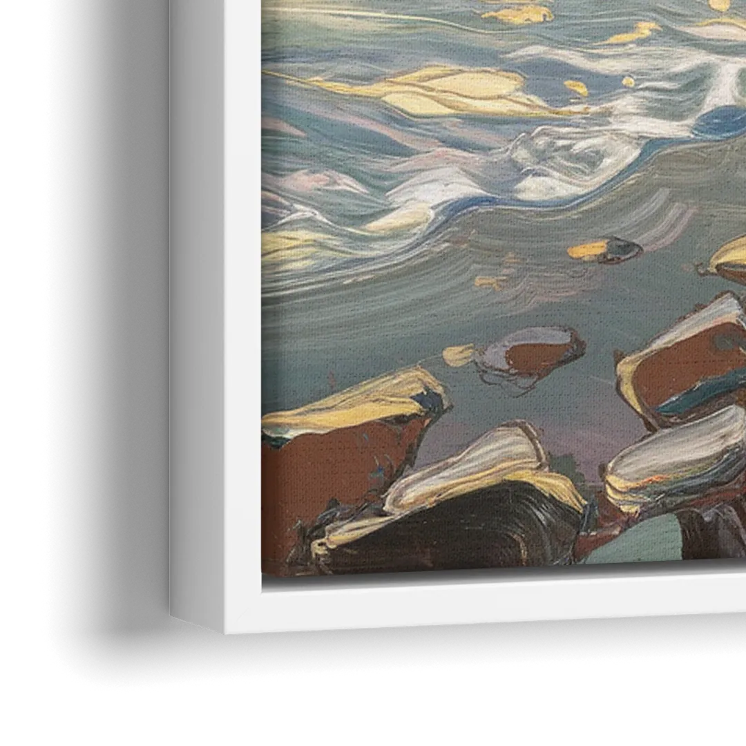 Traverse City Coastal Sunrise - Close-Up White Frame Canvas