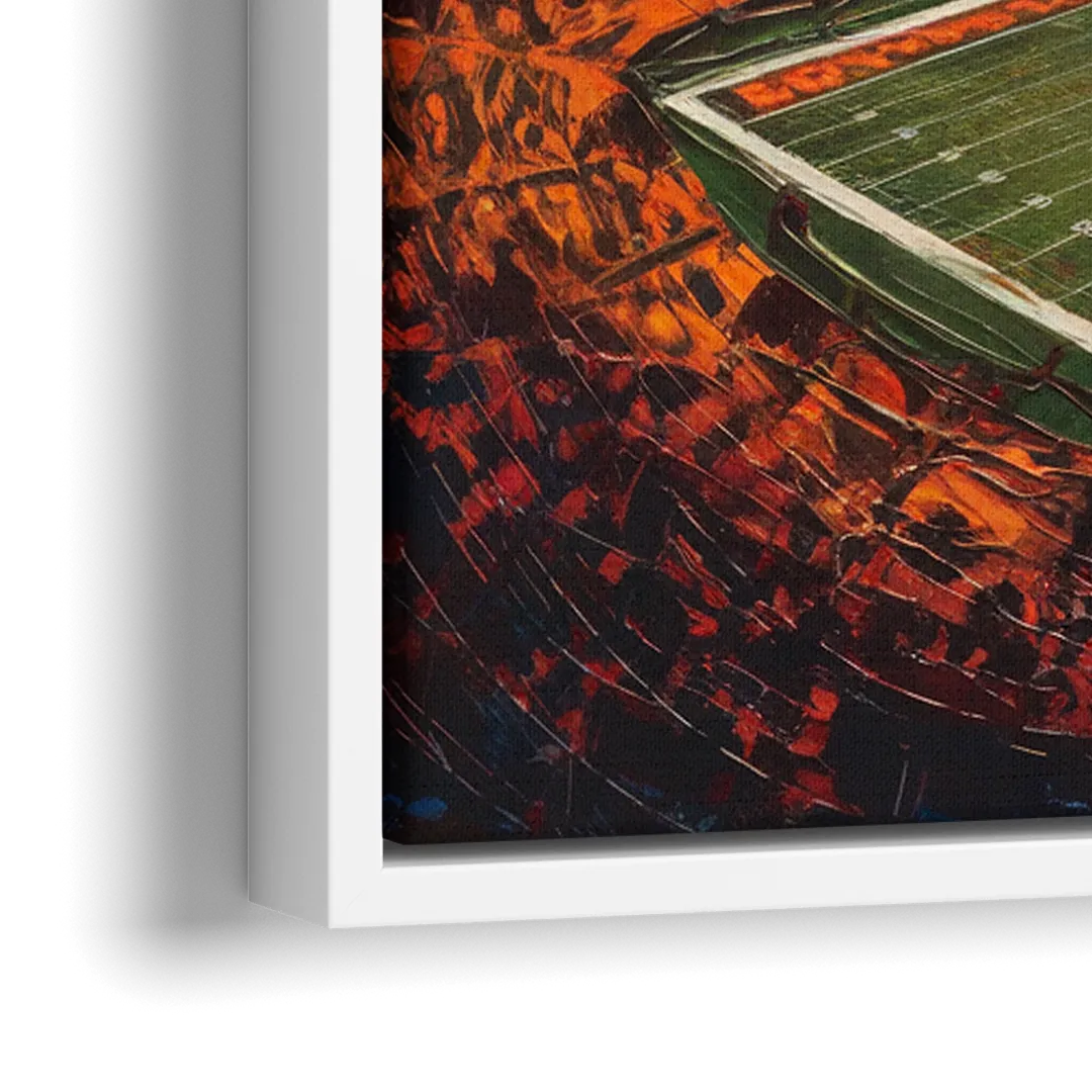 Denver Broncos Stadium - Close-Up White Frame Canvas