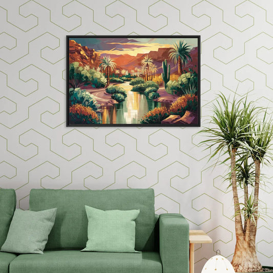Las Vegas Desert Oasis - Living Room Black Frame Canvas