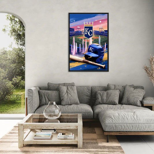 Kansas City Royals Team Spirit - Living Room Black Frame Canvas