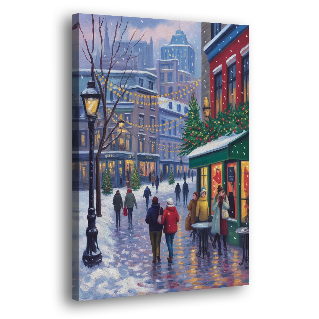Quebec City Christmas Lights - Canvas Print Art Sides