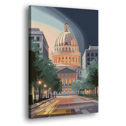 Madison Capitol Dome Glow - Canvas Print Art Sides