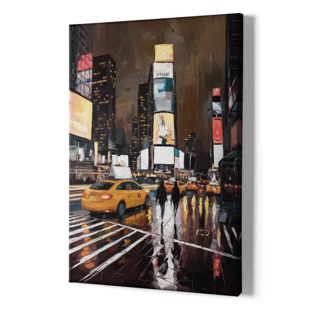 New York City Times Square in Motion Night - Canvas Print Art Sides