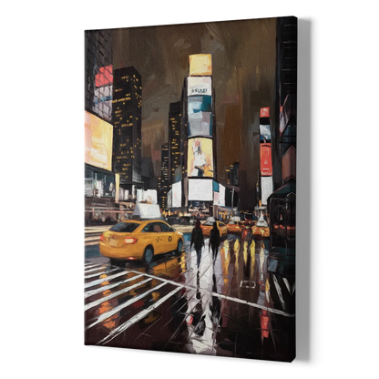 New York City Times Square in Motion Night - Canvas Print Art Sides