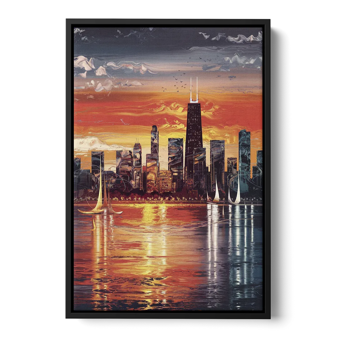 Chicago Lakefront Beauty - Black Frame Canvas