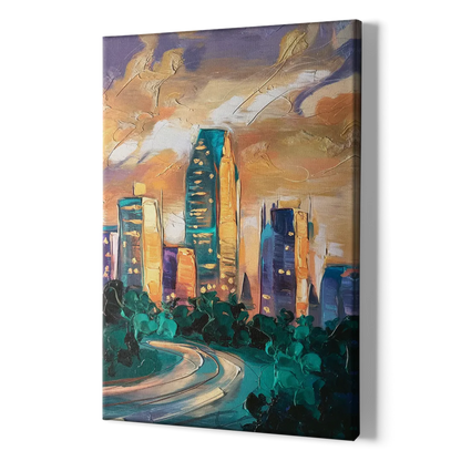 Raleigh Contemporary Cityscape - Canvas Print Art Sides