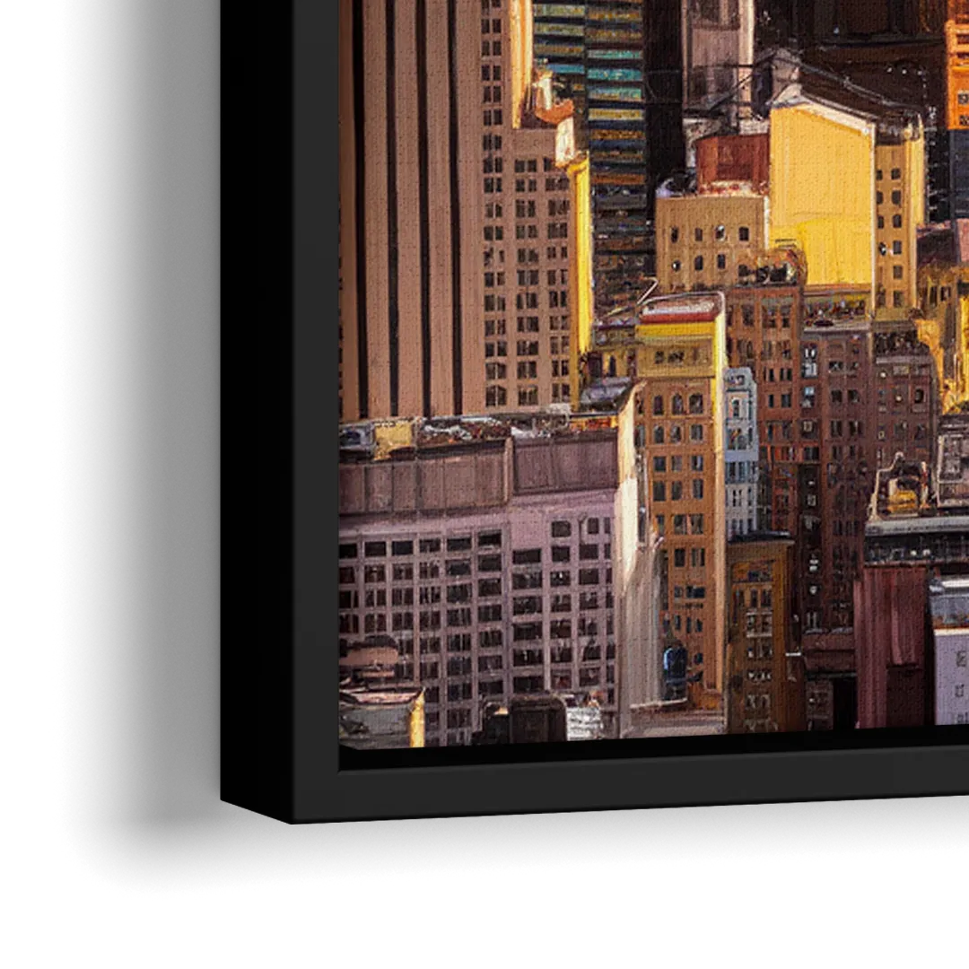 New York City Midtown Skyline - Close-Up Black Frame Canvas