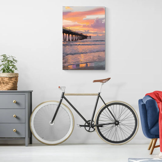 Myrtle Beach Pier at Sunset - Canvas Wall Art Living Room