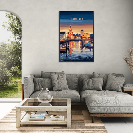 Norfolk Historic Downtown - Living Room Black Frame Canvas